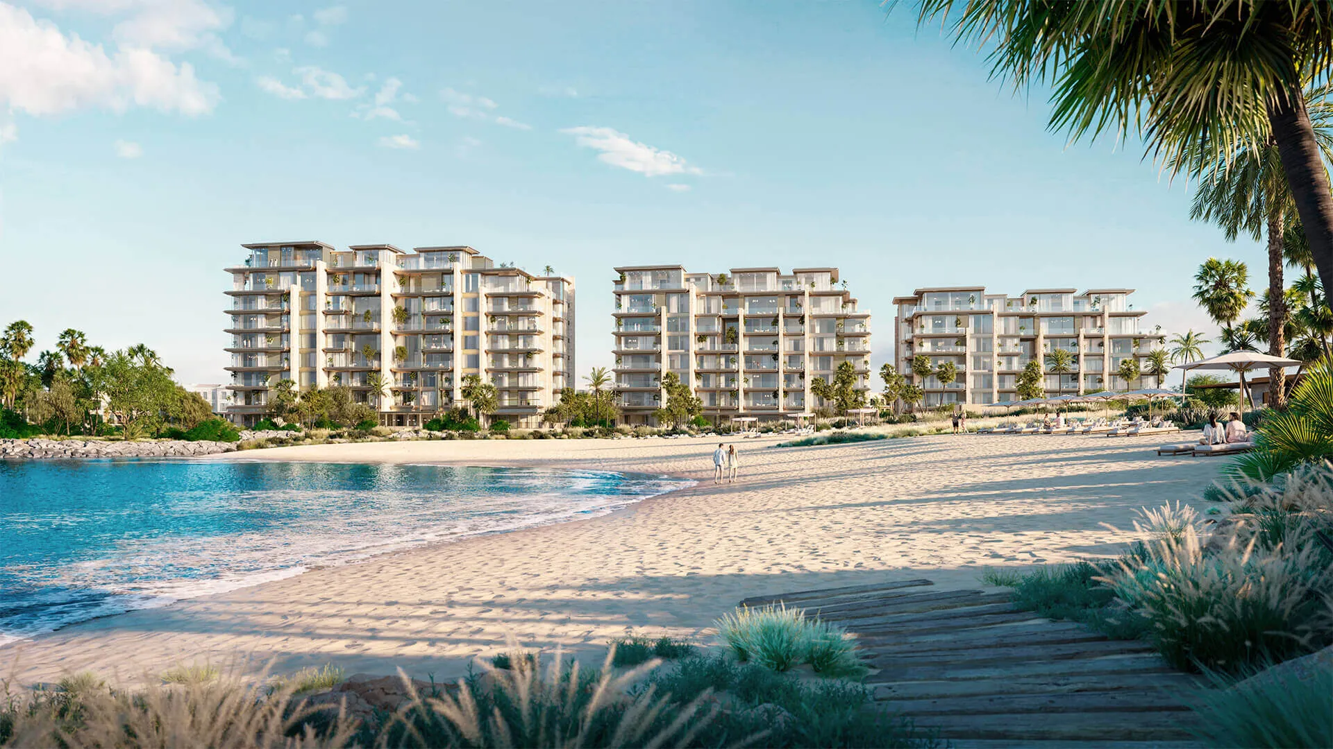 Solaya’s nine low‑rise buildings on the La Mer beach